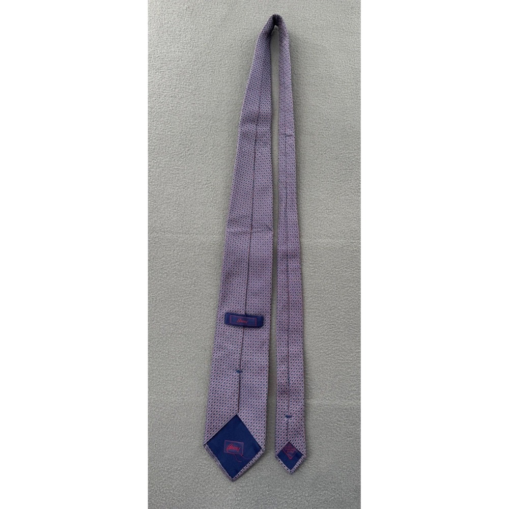 Brioni Silk Necktie Mens 3.5" Purple Blue Geometric Medallion Italy Office Wear - Picture 4 of 7
